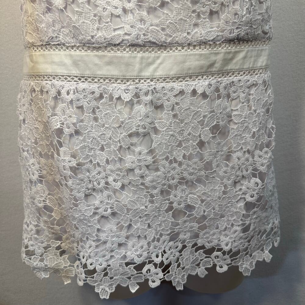 White Lace Babydoll Cami Top M Smocked Soft Girl Romantic Cottage Y2K Coquette - Picture 4 of 7